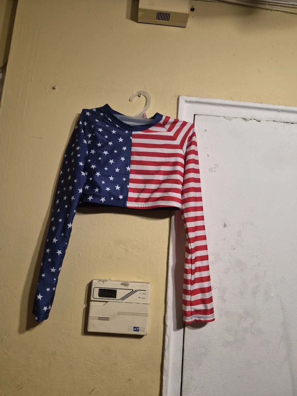 Cat & Jack Stars And Stripes Longsleeve Crop Top Rushguard Swimsuit SZ L (10/12)